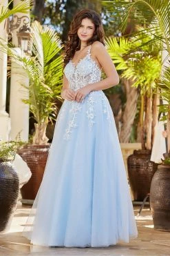Applique Sleeveless Corset Tulle Gown By Adora 3089 -Dresses Shop applique sleeveless corset tulle gown by adora 3089 long formal dresses adora design xs baby blue 211782