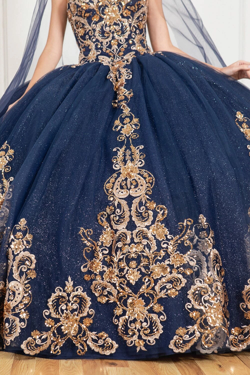 Applique Strapless Cape Ball Gown By Cinderella Couture 8063J 9 Applique Strapless Cape Ball Gown By Cinderella Couture 8063J - Image 7