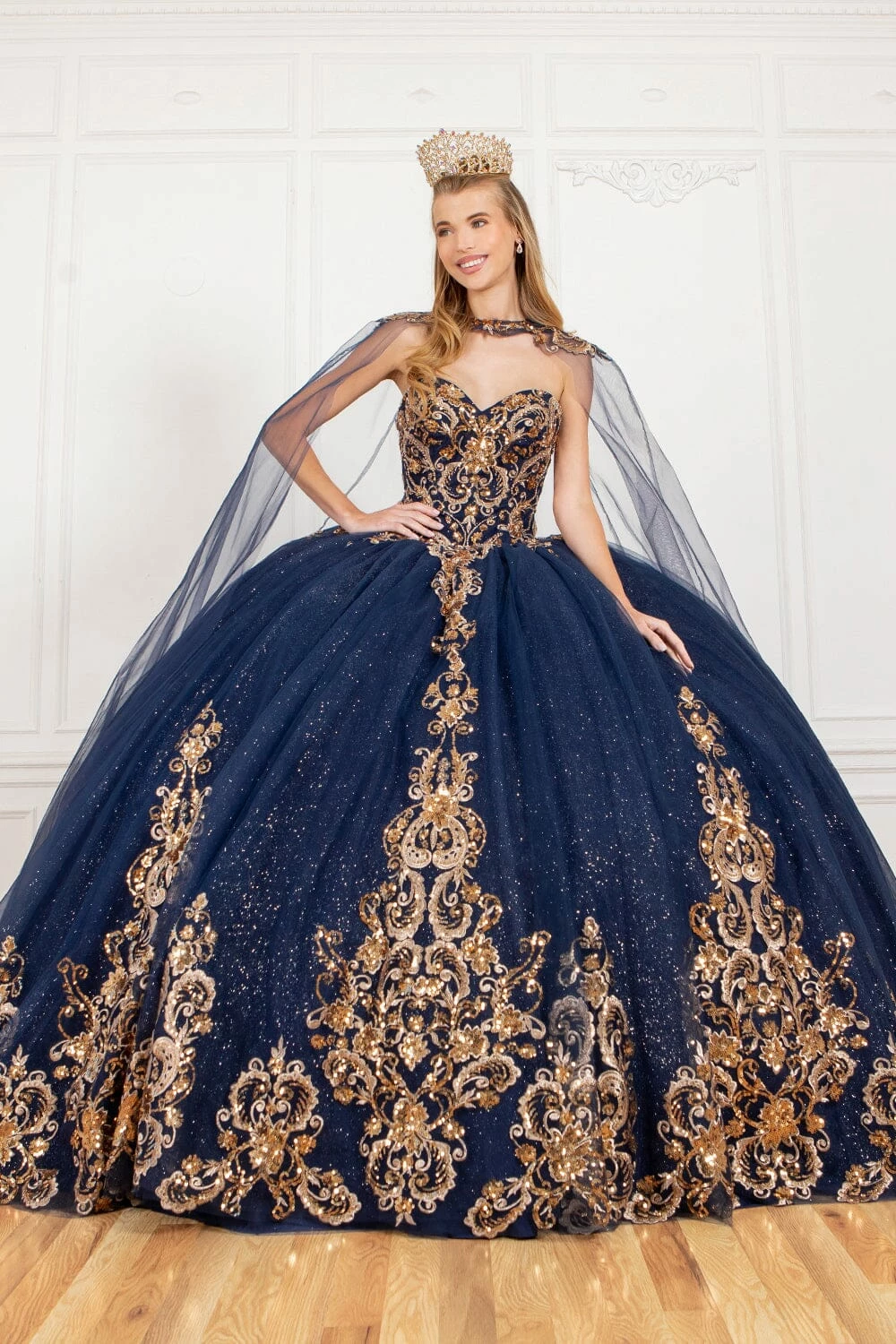 Applique Strapless Cape Ball Gown By Cinderella Couture 8063J 3 Applique Strapless Cape Ball Gown By Cinderella Couture 8063J