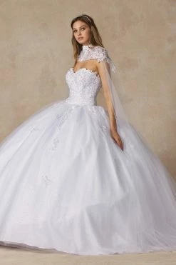 Applique Strapless Cape Ball Gown By Juliet 1440 -Dresses Shop applique strapless cape ball gown by juliet 1440 quinceanera dresses juliet 990272