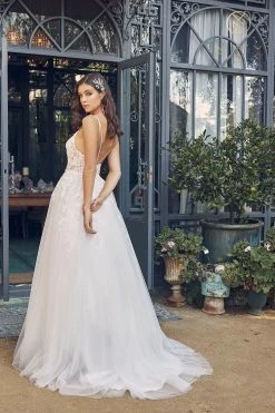 Applique V-Neck Wedding Dress By Nox Anabel JE933 -Dresses Shop applique v neck wedding dress by nox anabel je933 long formal dresses nox anabel 457860