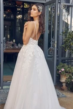 Applique V-Neck Wedding Dress By Nox Anabel JE933 -Dresses Shop applique v neck wedding dress by nox anabel je933 long formal dresses nox anabel 968002
