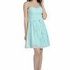 Aqua Short Sleeveless Illusion Dress With Bow By Poly USA
