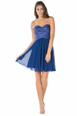 Aqua Short Strapless Dress With Sequined Top By Poly USA -Dresses Shop aqua short strapless dress with sequined top by poly usa short cocktail dresses poly usa xs navy 586130