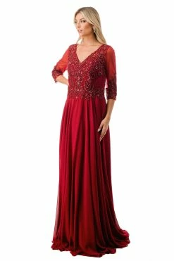 Bead Embroidered 3/4 Sleeve Gown By Coya M2722 -Dresses Shop bead embroidered 34 sleeve gown by coya m2722 long formal dresses coya collection 820063