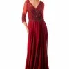 Bead Embroidered 3/4 Sleeve Gown By Coya M2722 -Dresses Shop bead embroidered 34 sleeve gown by coya m2722 long formal dresses coya collection m burgundy 397036
