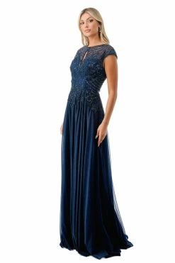 Bead Embroidered Cap Sleeve A-line Gown By Coya M2736Y -Dresses Shop bead embroidered cap sleeve a line gown by coya m2736y long formal dresses coya collection 811532