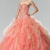 Bead Embroidered Strapless Ruffled Ballgown By Elizabeth K GL2210 -Dresses Shop bead embroidered strapless ruffled ballgown by elizabeth k gl2210 quinceanera dresses elizabeth k xs coralchampagne 615215