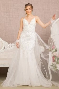 Beaded Bridal Mermaid V-Neck Gown By GLS Gloria GL3157 -Dresses Shop beaded bridal mermaid v neck gown by gls gloria gl3157 long formal dresses elizabeth k 930270