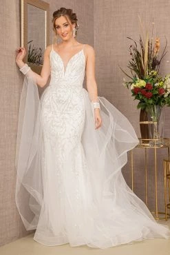 Beaded Bridal Mermaid V-Neck Gown By GLS Gloria GL3157
