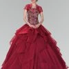Beaded Illusion Ballgown With Bolero By Elizabeth K GL2378 -Dresses Shop beaded illusion ballgown with bolero by elizabeth k gl2378 quinceanera dresses elizabeth k xs burgundy 987770