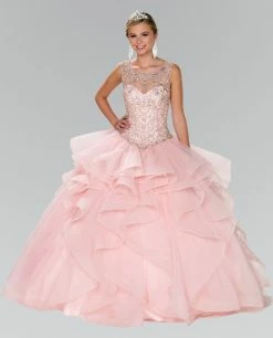 Beaded Illusion Ballgown With Bolero By Elizabeth K GL2378 -Dresses Shop beaded illusion ballgown with bolero by elizabeth k gl2378 quinceanera dresses elizabeth k xs white 594522