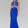 Beaded Lace Halter Dress With Illusion Waistline By Elizabeth K GL2275 -Dresses Shop beaded lace halter dress with illusion waistline by elizabeth k gl2275 long formal dresses elizabeth k xs royal blue 790746