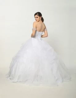 Ruffled Sweetheart Ball Gown By Juliet 1425 -Dresses Shop beaded lace sweetheart ball gown with flounced skirt by juliet 1425 quinceanera dresses juliet 260264