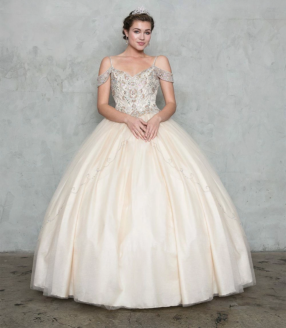 Beaded Long Cold Shoulder Dress With A-line Skirt 3 Beaded Long Cold Shoulder Dress With A-line Skirt