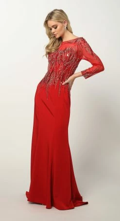 Beaded Long Sleeve Formal Gown With Train By Juliet 646 9 Beaded Long Sleeve Formal Gown With Train By Juliet 646 -Dresses Shop beaded long sleeve formal gown with train by juliet 646 long formal dresses juliet 175564