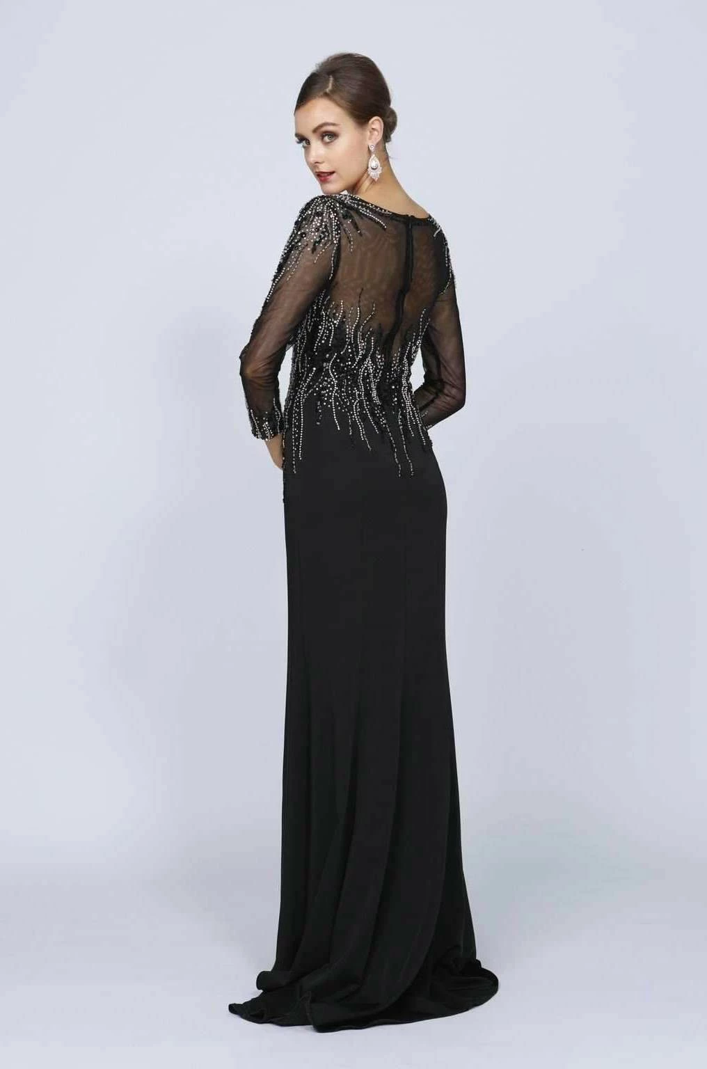 Beaded Long Sleeve Formal Gown With Train By Juliet 646 7 Beaded Long Sleeve Formal Gown With Train By Juliet 646 - Image 5