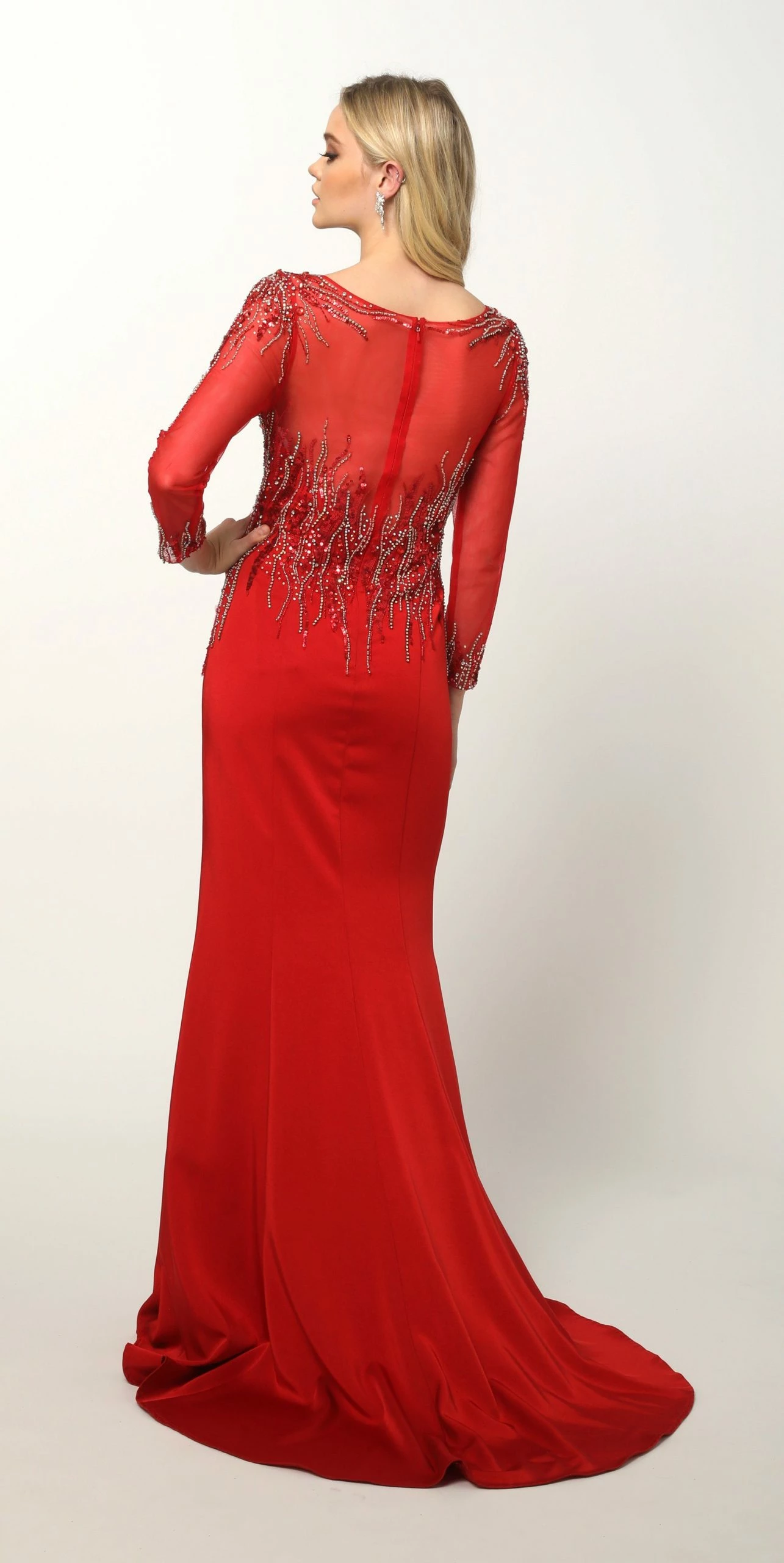 Beaded Long Sleeve Formal Gown With Train By Juliet 646 4 Beaded Long Sleeve Formal Gown With Train By Juliet 646 - Image 2