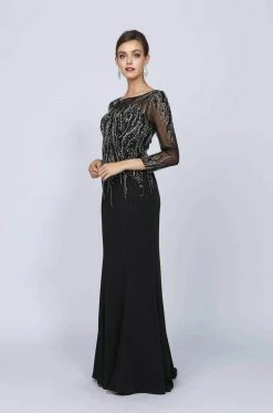 Beaded Long Sleeve Formal Gown With Train By Juliet 646 10 Beaded Long Sleeve Formal Gown With Train By Juliet 646 -Dresses Shop beaded long sleeve formal gown with train by juliet 646 long formal dresses juliet s black 848841