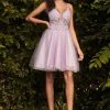 Beaded Short A-line Dress By Cinderella Divine CD0190 -Dresses Shop beaded short a line dress by cinderella divine cd0190 short cocktail dresses cinderella divine xs lilac 830774