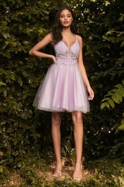 Beaded Short A-line Dress By Cinderella Divine CD0190