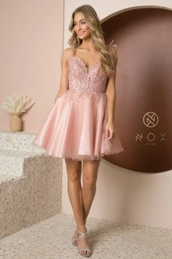 Beaded Short A-line Dress By Nox Anabel F732