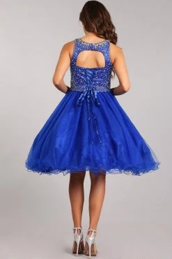 Beaded Short Halter Dress With Ruffled Skirt By Cinderella Couture 5022 -Dresses Shop beaded short halter dress with ruffled skirt by cinderella couture 5022 short cocktail dresses cinderella couture 810262