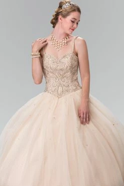 Beaded Sleeveless A-Line Ballgown By Elizabeth K GL2350 -Dresses Shop beaded sleeveless a line ballgown by elizabeth k gl2350 quinceanera dresses elizabeth k xs champagne 189757