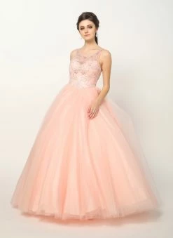 Beaded Sleeveless Illusion Ball Gown By Juliet 1417