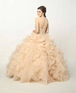Ruffled Strapless Organza Ball Gown By Juliet 1418 -Dresses Shop beaded strapless ball gown with organza ruffled skirt by juliet 1418 quinceanera dresses juliet 769924