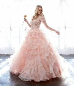 Ruffled Strapless Organza Ball Gown By Juliet 1418