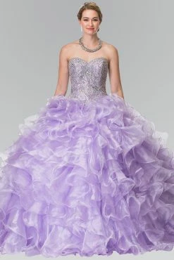 Beaded Strapless Ruffled Ballgown By Elizabeth K GL2209