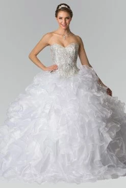 Beaded Strapless Ruffled Ballgown By Elizabeth K GL2209 -Dresses Shop beaded strapless ruffled ballgown by elizabeth k gl2209 quinceanera dresses elizabeth k xs white 819242