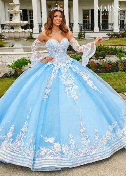 Bell Sleeves Quinceanera Dress By Alta Couture MQ3095