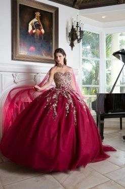 Applique Strapless Cape Ball Gown By Petite Adele PQ1010 -Dresses Shop bellaprincess 2955 1000x1500 1