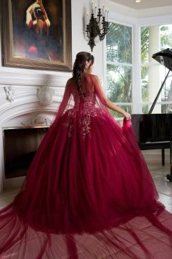 Applique Strapless Cape Ball Gown By Petite Adele PQ1010 -Dresses Shop bellaprincess 2975 1000x1500 1