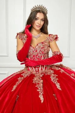 Applique Sweetheart Velvet Ball Gown By Petite Adele PQ1038 -Dresses Shop bellaprincess quincedress 27 74 1000x1500 1