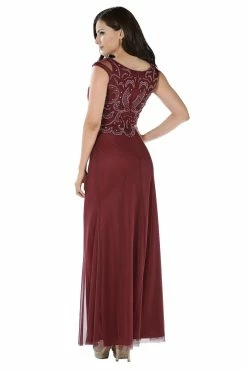 Black Long Dress With Beaded Mesh Bodice By Poly USA -Dresses Shop black long dress with beaded mesh bodice by poly usa long formal dresses poly usa 741369