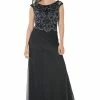 Black Long Dress With Beaded Mesh Bodice By Poly USA -Dresses Shop black long dress with beaded mesh bodice by poly usa long formal dresses poly usa s black 557284