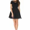 Black Short Lace Bodice Dress With Short Sleeves By Poly USA -Dresses Shop black short lace bodice dress with short sleeves by poly usa short cocktail dresses poly usa xs black 811255