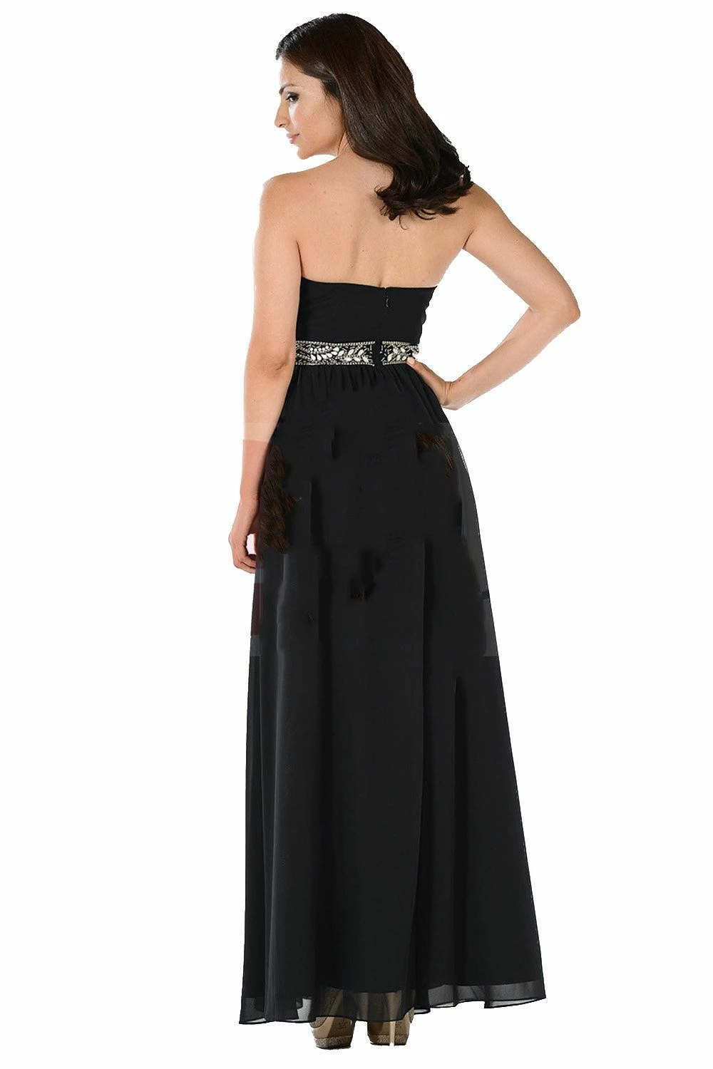 Blue Long Strapless Dress With Embellished Waist By Poly USA 8 Blue Long Strapless Dress With Embellished Waist By Poly USA - Image 6