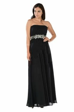 Blue Long Strapless Dress With Embellished Waist By Poly USA 12 Blue Long Strapless Dress With Embellished Waist By Poly USA -Dresses Shop blue long strapless dress with embellished waist by poly usa long formal dresses poly usa xs black 639823