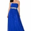 Blue Long Strapless Dress With Embellished Waist By Poly USA -Dresses Shop blue long strapless dress with embellished waist by poly usa long formal dresses poly usa xs royal 730112