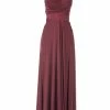 Burgundy Long Convertible Jersey Dress By Poly USA