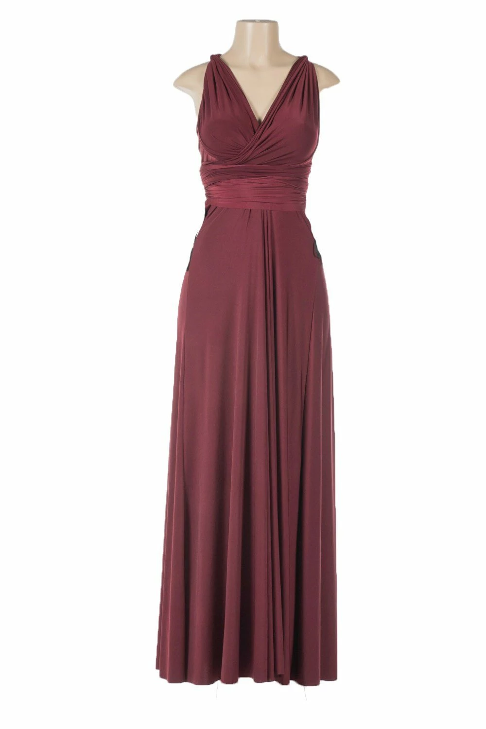 Burgundy Long Convertible Jersey Dress By Poly USA 3 Burgundy Long Convertible Jersey Dress By Poly USA