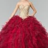 Burgundy Strapless Ruffled Ballgown By Elizabeth K GL2211 -Dresses Shop burgundy strapless ruffled ballgown by elizabeth k gl2211 quinceanera dresses elizabeth k xs burgundy 183366