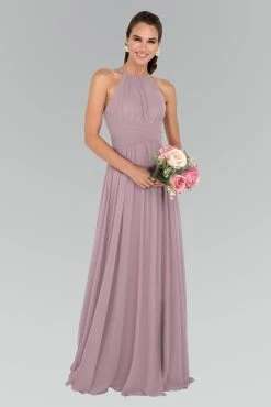 Chiffon High-Neck Ruched Long Navy Dress By Elizabeth K GL1524 -Dresses Shop chiffon high neck ruched long navy dress by elizabeth k gl1524 long formal dresses elizabeth k xs mauve 207052
