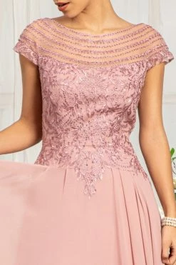 Embellished Cap Sleeve Chiffon Gown By Elizabeth K GL3065 -Dresses Shop embellished cap sleeve chiffon gown by elizabeth k gl3065 long formal dresses elizabeth k 807034