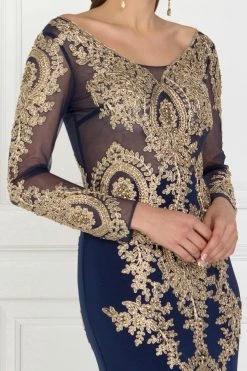Embellished Long-Sleeve Mermaid Gown By Elizabeth K GL1597 -Dresses Shop embellished long sleeve mermaid gown by elizabeth k gl1597 long formal dresses elizabeth k 548934