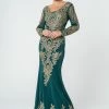 Embellished Long-Sleeve Mermaid Gown By Elizabeth K GL1597 1 Embellished Long-Sleeve Mermaid Gown By Elizabeth K GL1597 -Dresses Shop embellished long sleeve mermaid gown by elizabeth k gl1597 long formal dresses elizabeth k xs teal green 619942